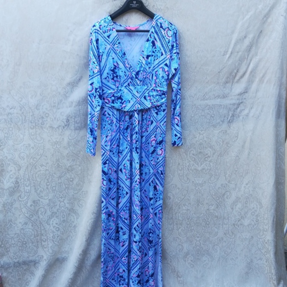 Lilly Pulitzer Blue and Pink Maxi Dress